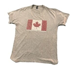 M&O Gold Gray Vancouver Canada Flag Graphic Men's Crew Neck T-Shirt Size M